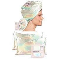 Kitsch Satin-Wrapped Microfiber Hair Towel and Satin Pillowcase (Aura) Bundle with Discount