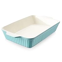DOWAN 9x13-inch Baking Dish, Deep Casserole Dishes for Oven, Lasagna Pan Deep,135 oz Ceramic Baking Pan with Handles, Oven Safe for Baking, Home Decor Gift, Blue