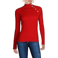 Anne Klein Womens Ribbed Pullover Sweater, Red, Large