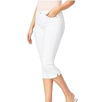Women's Capri Jeans Skinny Denim Pants Plus Size Capris with Pockets High Waist Summer Pants Cropped Jegging Trousers