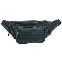 Silver Fever Genuine Leather Fanny Pack Waist Bag Body Pouch Pockets Organizer Phone Holder (X Lrg 17.5 * 6 * 4, Black Patchwork)