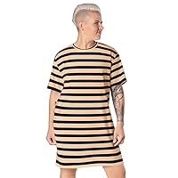 T-Shirt Dress. Kr8vsosllc, Black Stripes Long Dress, Ladies Exotic Long T-Shirt Dress.