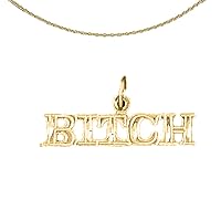 Jewels Obsession Silver Saying Necklace | 14K Yellow Gold-plated 925 Silver Bitch Saying Pendant with 18