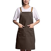 Pink Dress for Women Elegant Long Sleeve,Womens and Men Adjustable Button Apron Dress with 2 Pockets for Kitche