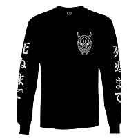 White Demon Hannya Graphic Traditional Japanese Till Death Anime Long Sleeve Men's