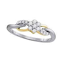 The Diamond Deal 10kt White Gold Womens Round Diamond Flower Cluster Infinity Ring 1/4 Cttw