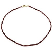 ELEDORO Real Garnet Necklace for Women 925 Silver 45 cm Long, Real garnet from India, Garnet