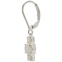 Sterling Silver Genuine and Created Gemstone Three Stone Birthstone Leverback Dangle Earrings (previously Amazon Collection)