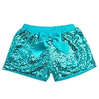 Turquoise Sequins Bow Shorts Girl's