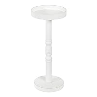Kate and Laurel Bellport Farmhouse Drink Table, 10 x 10 x 22, White, Decorative Coastal Cocktail Table with Round Tabletop and Colonial Base for Farmhouse Décor