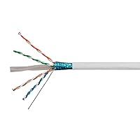 Monoprice Cat6A Ethernet Bulk Cable - Network Internet Cord - Solid, 550Mhz, FTP, CMR, Riser Rated, Pure Bare Copper Wire, 10G, 23AWG, No Logo, 1000ft, White