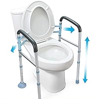 OasisSpace Stand Alone Toilet Safety Rail - Heavy Duty Medical Toilet Safety Frame for Elderly, Handicap and Disabled - Adjustable Bathroom Toilet Handrails, Width Adjustable Design, Fit Any Toilet