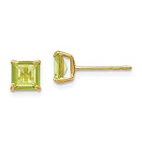 14k Yellow Gold Polished Peridot 5mm Square Post Earrings Measures 5x5mm Wide Jewelry Gifts for Women