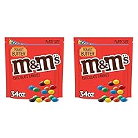M&M'S Peanut Butter Milk Chocolate Candy, Party Size, 34 oz Bag (Pack of 2)