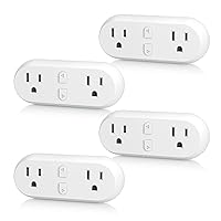HBN Smart Plug 15A, WiFi&Bluetooth Outlet Extender Dual Socket Plugs Works with Alexa, Google Home Assistant, Remote Control with Timer Function, No Hub Required, ETL Certified, 2.4G WiFi Only, 4-Pack
