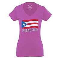 Puerto Rico Flag Boricua Puerto Rican Nuyorican Pride for Women V Neck Fitted T Shirt