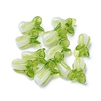 LiQunSweet 10 Pcs Handmade Lampwork Glass Loose Beads Spacer Food Vegetable Green Cabbage Beads for Jewelry Making DIY Craft Bracelet