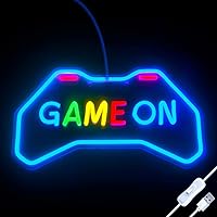 Game On Neon Sign for Game Room Decor Gaming Neon Sign for Wall Decor Man Cave Gamer Room Decor for Boy Gifts USB Powered Gaming Lights for Game Zone Bar Bedroom Christmas Gifts