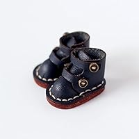 Leather Cowhide Handmade Shoes Boots for OB11,Molly, GSC, 1/12 BJD Doll Accessories (Dark Blue)