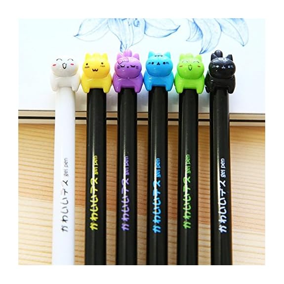 Oskal 8 Pcs Cute Cat Gel Pen Black Gel Ink Pens Medium Cat Pens - Kawaii Cat Gel Pen Unique Writing Pens Stationery Pens Cute for Girls - Cat Pens for