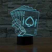 Casino Poker Dice Light 3D LED Lamp Table Desk Bedroom Bedside Lamp Decoration 5V USB Color Change Mood Lamp