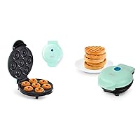 Dash Mini Donut Maker Machine for Kid-Friendly Breakfast, Snacks, Desserts & More with Non-stick Surface, Makes 7 Doughnuts - Aqua & DMW001AQ Mini Maker, 4 Inch, Aqua