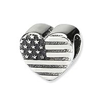 Reflections Sterling Silver Heart Flag Bead/Charm