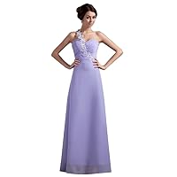Lavender One Shoulder Chiffon Floor Length Prom Dresses