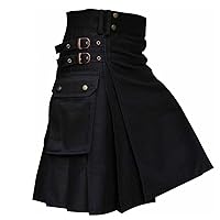 Men's Scottish Skirts Utility Kilts Vintage Gothic Pleated Skirt Scottish Kilt for Men Scotland Skirt with Pocket