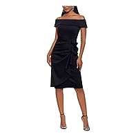 Xscape Womens Petites Off-The-Shoulder Sheath Bodycon Dress