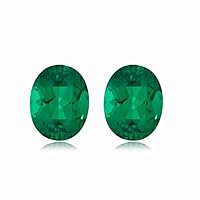 0.30-0.52 Cts of 5x3 mm AAA Oval Lab Created Emerald (2 pcs) Loose Gemstones