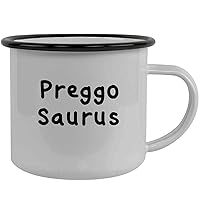 Preggo Saurus - Stainless Steel 12oz Camping Mug, Black