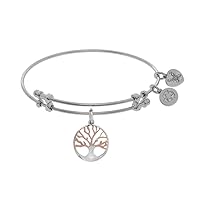 Brass with Pink+white Finish Tree Of Life Charm On White Bangle