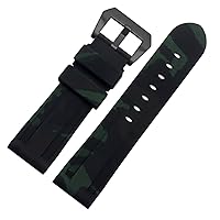 24mm Camouflage Diver Rubber Silicone Watch Band PVD Tang Buckle Strap Fits For Panerai Luminor