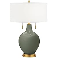 Color + Plus Deep Lichen Green Toby Brass Accents Table Lamp