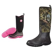Muck Boot Hale Multi-Season Women's Rubber Boot, Black/Hot Pink, 9 M US & Muck Fieldblazer & Edgewater Classic Brown/Mossy Oak Country, 12