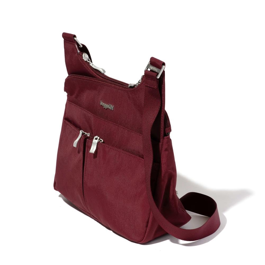 Baggallini Cross Over Crossbody Bag for Women - Lightweight Water-Resistant Nylon Travel Bag - Adjustable Strap Extar Pockets