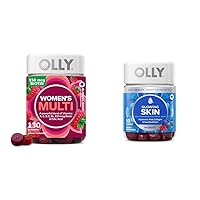 OLLY Women's Multivitamin Gummy, Overall Health and Immune Support, Vitamins A, D, C, E, Biotin & Glowing Skin Gummy, 25 Day Supply (50 Count), Plump Berry, Hyaluronic Acid, Collagen