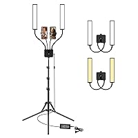 LED Video Light, ULANZI 45W Double Arms Beauty Light with Adjustable Tripod Stand, Dimmable 3200-5600K LED Video Light Photography Kit with 2 Phone Holders, for Makeup,Manicure,Tattoo,Live Streaming