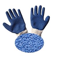 G & F 1511L-10 Rubber Latex Coated Work Gloves for Construction, Blue, Crinkle Pattern, Men's Large (120 Pairs)