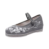 Women Wedge Shoesladies Casual Pumps Retro Dress Shoes For Spring Autumn Sandals Gray 4.5