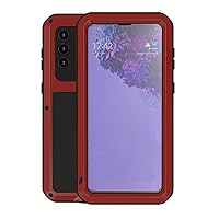 LOVE MEI for Samsung Galaxy S21 Plus Case, Outdoor Heavy Duty Rugged Full Body Protection Case Military Armor Bumper Aluminum Metal Shockproof Case with Tempered Glass for Galaxy S21 Plus 5G (Red)