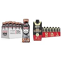 Pro Protein Shake Knockout Chocolate 32g Protein Pack of 12 & Optimum Nutrition Gold Standard Protein Shake Vanilla 24g Protein Ready to Drink 12 Count