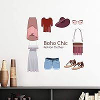 Bohe mia Wind Fashion Clothes Girl Vinyl Wall Decoration Sticker Poster Wallpaper Decal Self Adhesive