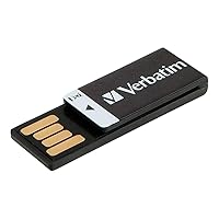 Verbatim 16GB Clip-It USB 2.0 Flash Drive Cap-less Thumb Drive With Microban Antimicrobial Product Protection Resistant to Water, Dust, and Static Discharge - Black 43951