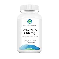 Earth's Splendor Immune Support Supplements, with Vitamin C & Rose Hips, Helps Support Antioxidant Health, Gluten Free, No Artificial Color, or Flavor, for Men & Women (500mg Vitamin C, 100 Tablets)