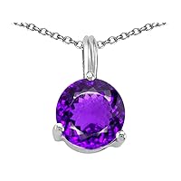 Tommaso Design Solid 14k White Gold Single Round 7mm Solitaire Contemporary Modern Pendant Necklace