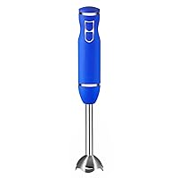 Chefman Immersion Stick Blender with Stainless Steel Shaft & Blades Powerful Ice Crushing 2-Speed Control One Hand Mixer, Purees Smoothie, Sauces & Soups, 300 Watts, Royal Blue​