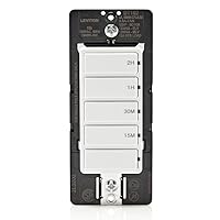 Leviton DT102-1LW Countdown Timer Switch for household lights and exhaust, 15-30 min, 1-2 hour, No Neutral Wire Required, Single Pole, 15A, 1/2HP/9.8A Fan/Motor, White, 15 Amp