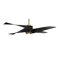 F903L-SBR/MBK Artemis IV 64 Inch Ceiling Fan with LED Light and DC Motor in Soft Brass Finish and Matte Black Blades